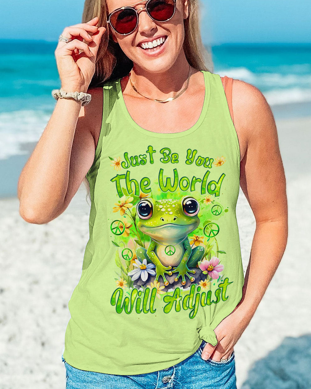 JUST BE YOU THE WORLD WILL ADJUST FROG ALL OVER PRINT - TYQY2711234