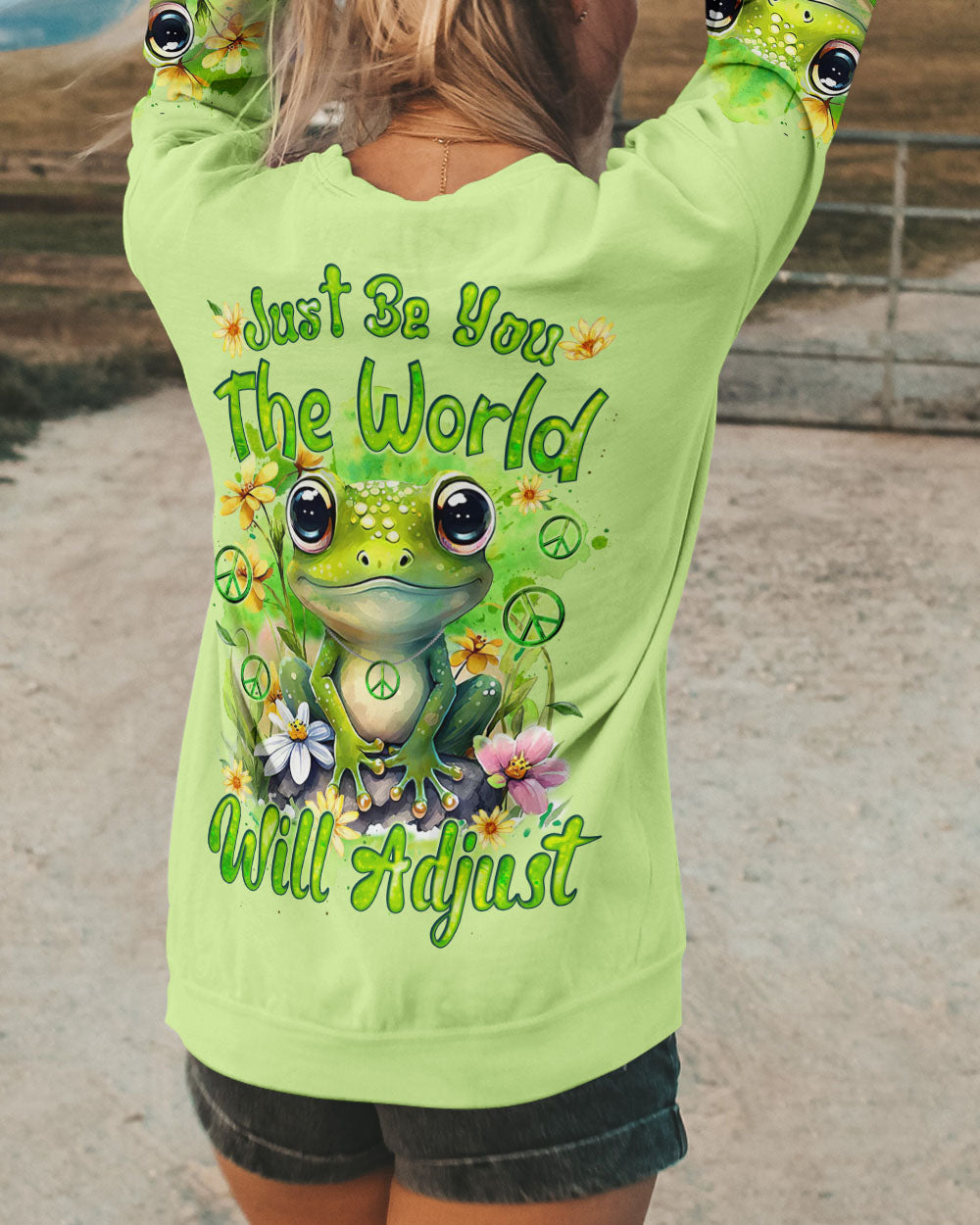 JUST BE YOU THE WORLD WILL ADJUST FROG ALL OVER PRINT - TYQY2711234