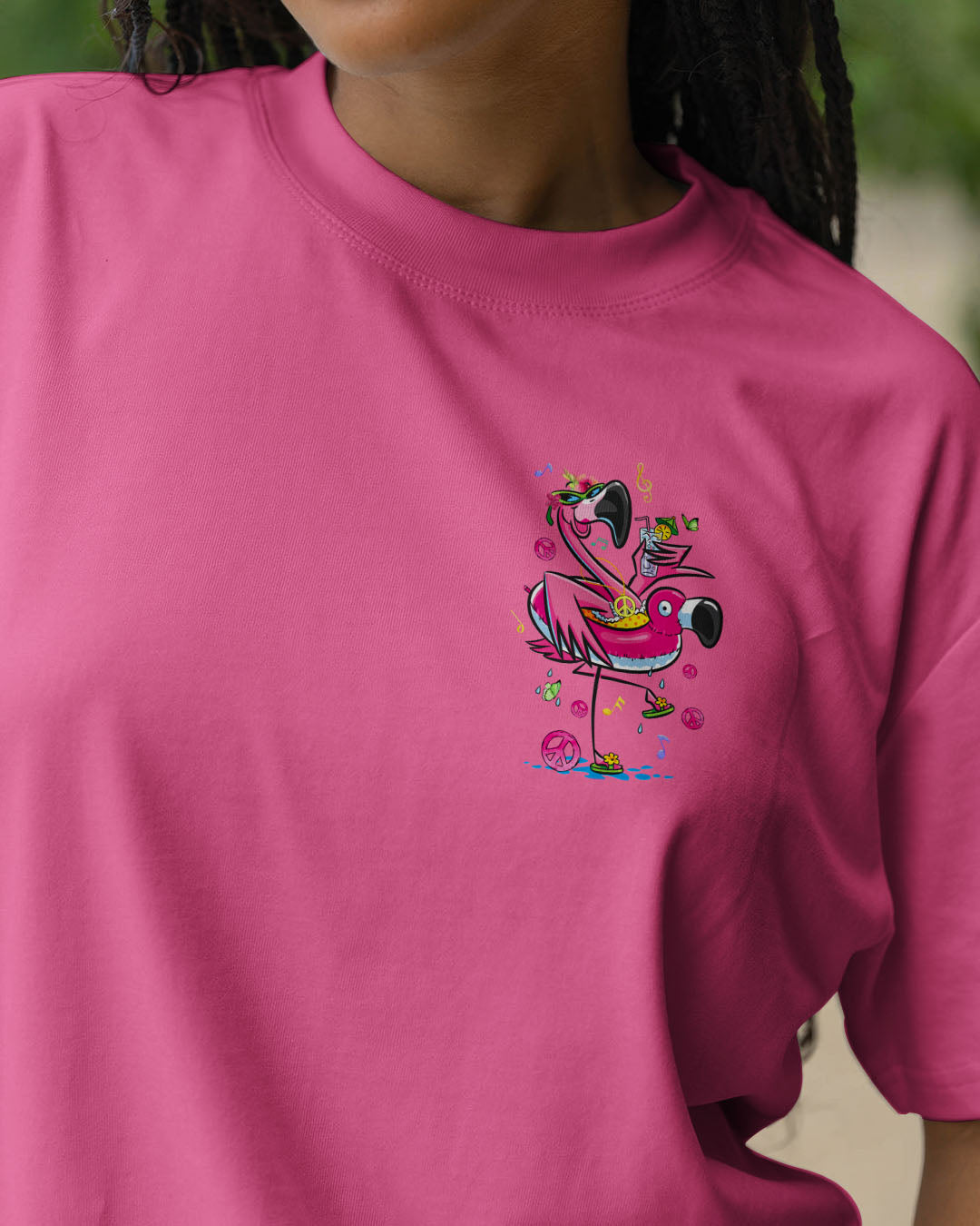 BE YOU THE WORLD WILL ADJUST FLAMINGO ALL OVER PRINT - TYQY2804254