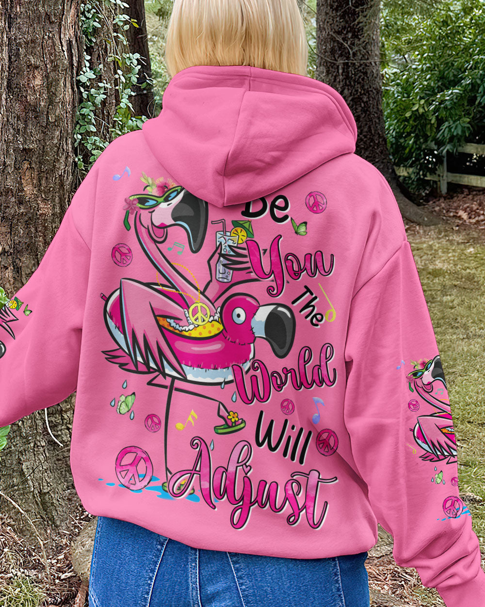 BE YOU THE WORLD WILL ADJUST FLAMINGO ALL OVER PRINT - TYQY2804254