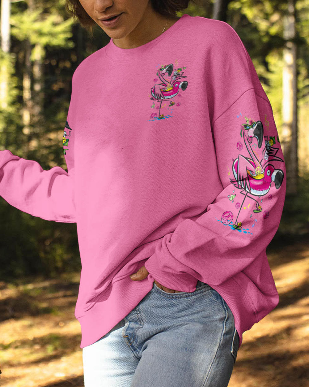 BE YOU THE WORLD WILL ADJUST FLAMINGO ALL OVER PRINT - TYQY2804254