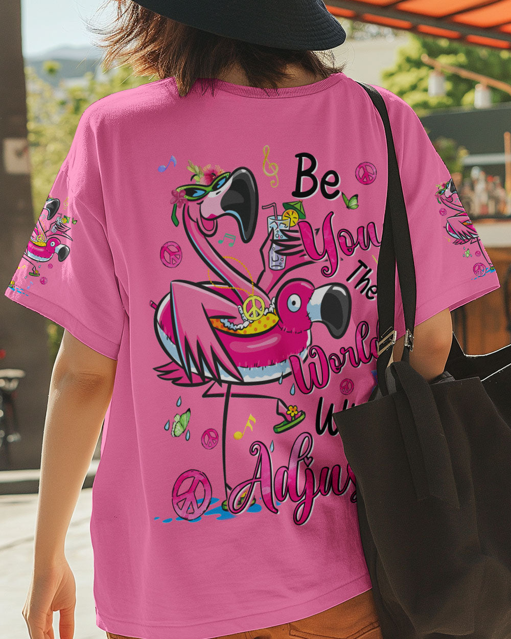 BE YOU THE WORLD WILL ADJUST FLAMINGO ALL OVER PRINT - TYQY2804254