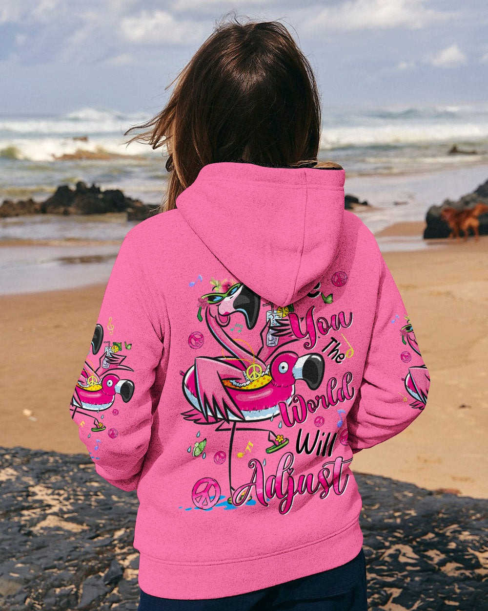 BE YOU THE WORLD WILL ADJUST FLAMINGO ALL OVER PRINT - TYQY2804254