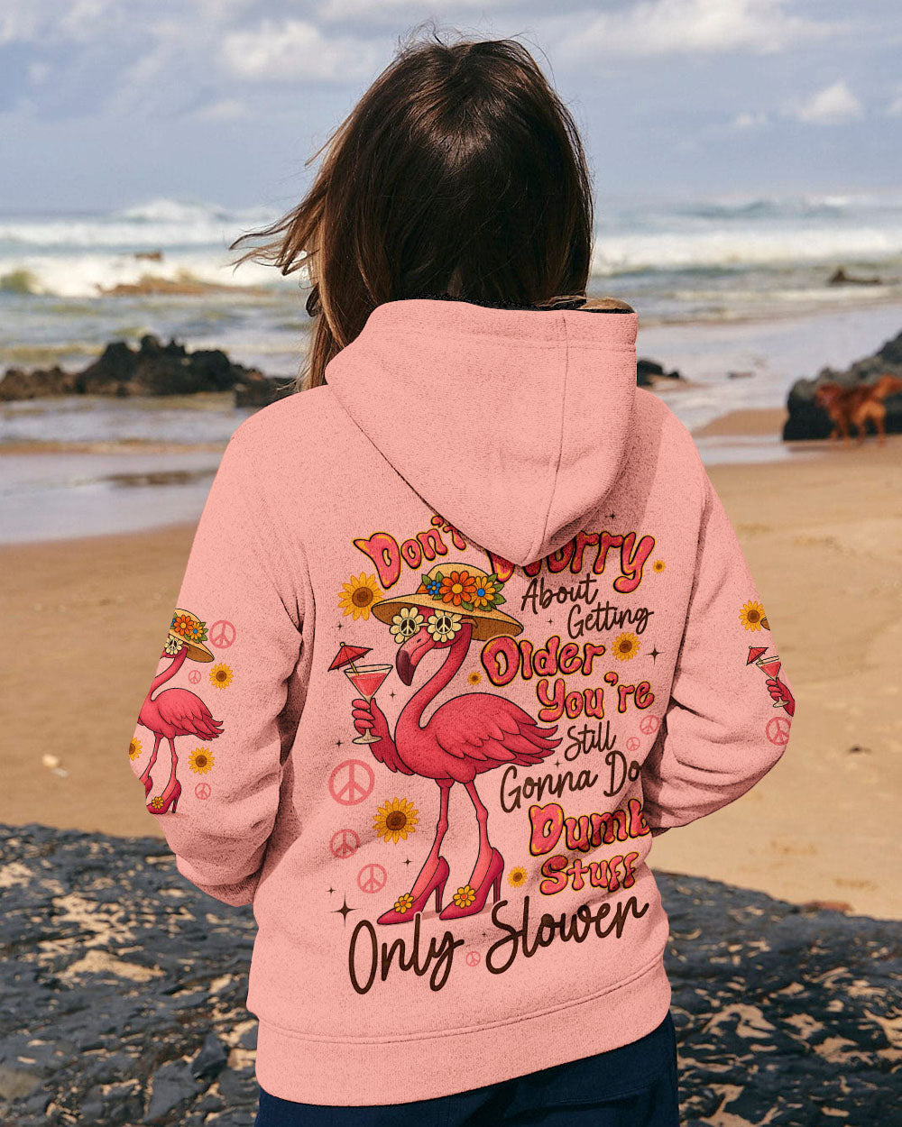 DON'T WORRY ABOUT GETTING OLDER FLAMINGO ALL OVER PRINT - TYQY2805251