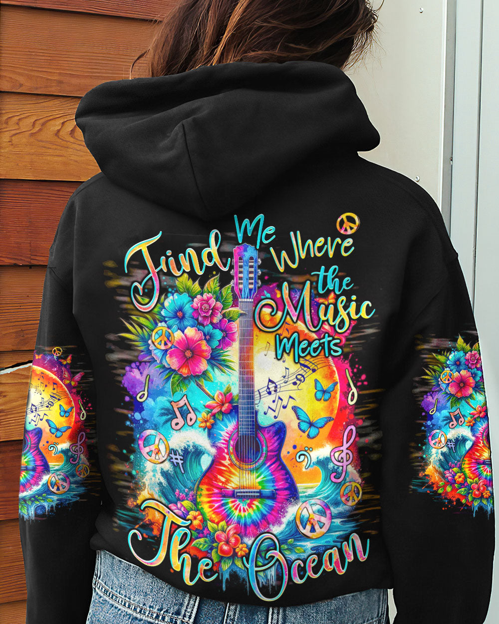 FIND ME WHERE THE MUSIC MEETS THE OCEAN GUITAR ALL OVER PRINT - TYQY2811233