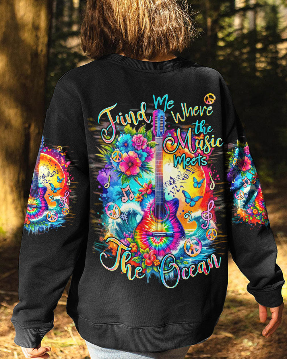 FIND ME WHERE THE MUSIC MEETS THE OCEAN GUITAR ALL OVER PRINT - TYQY2811233