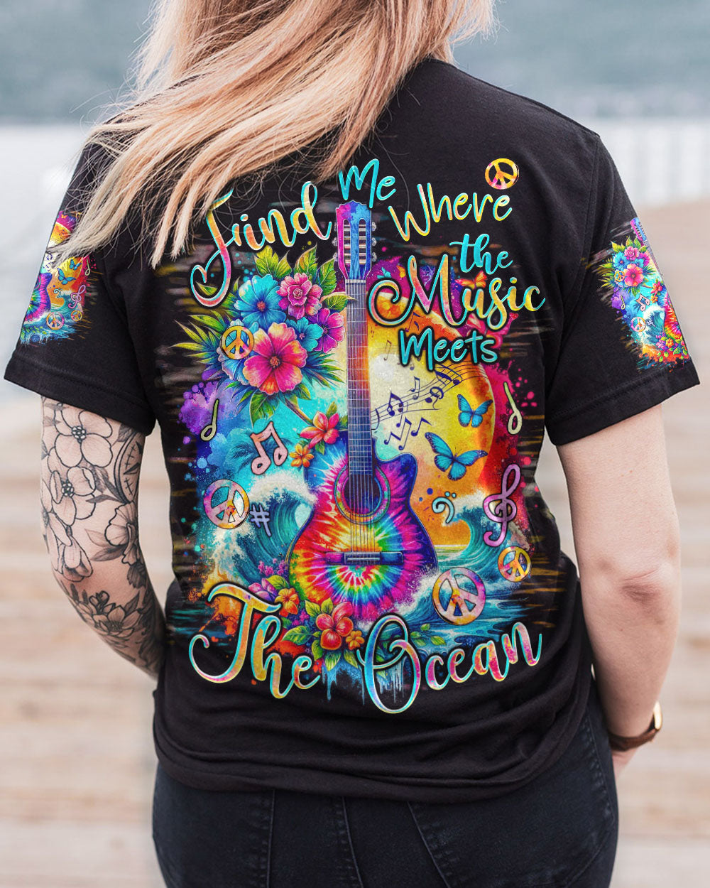 FIND ME WHERE THE MUSIC MEETS THE OCEAN GUITAR ALL OVER PRINT - TYQY2811233