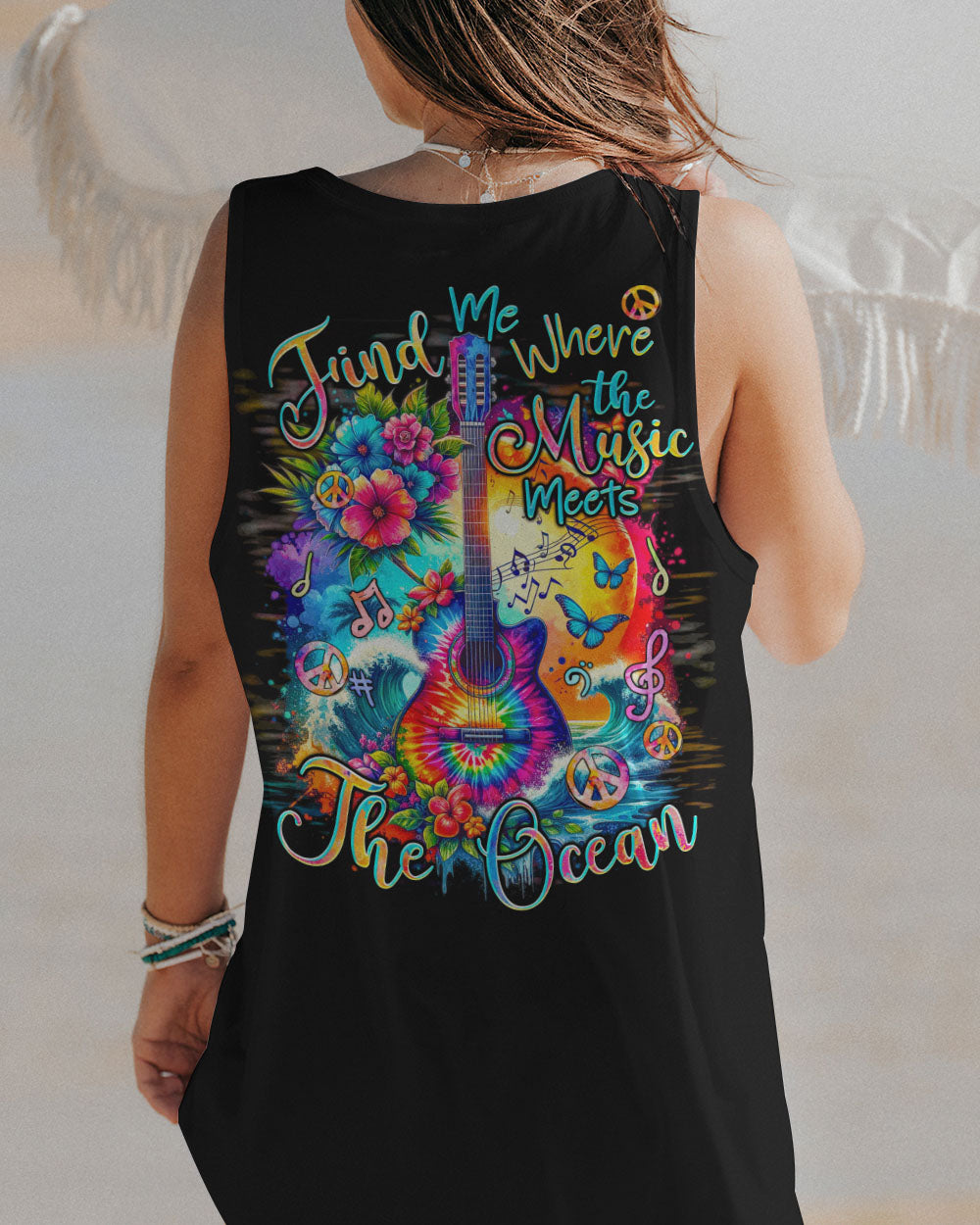 FIND ME WHERE THE MUSIC MEETS THE OCEAN GUITAR ALL OVER PRINT - TYQY2811233
