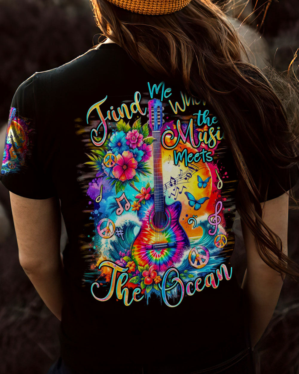 FIND ME WHERE THE MUSIC MEETS THE OCEAN GUITAR ALL OVER PRINT - TYQY2811233
