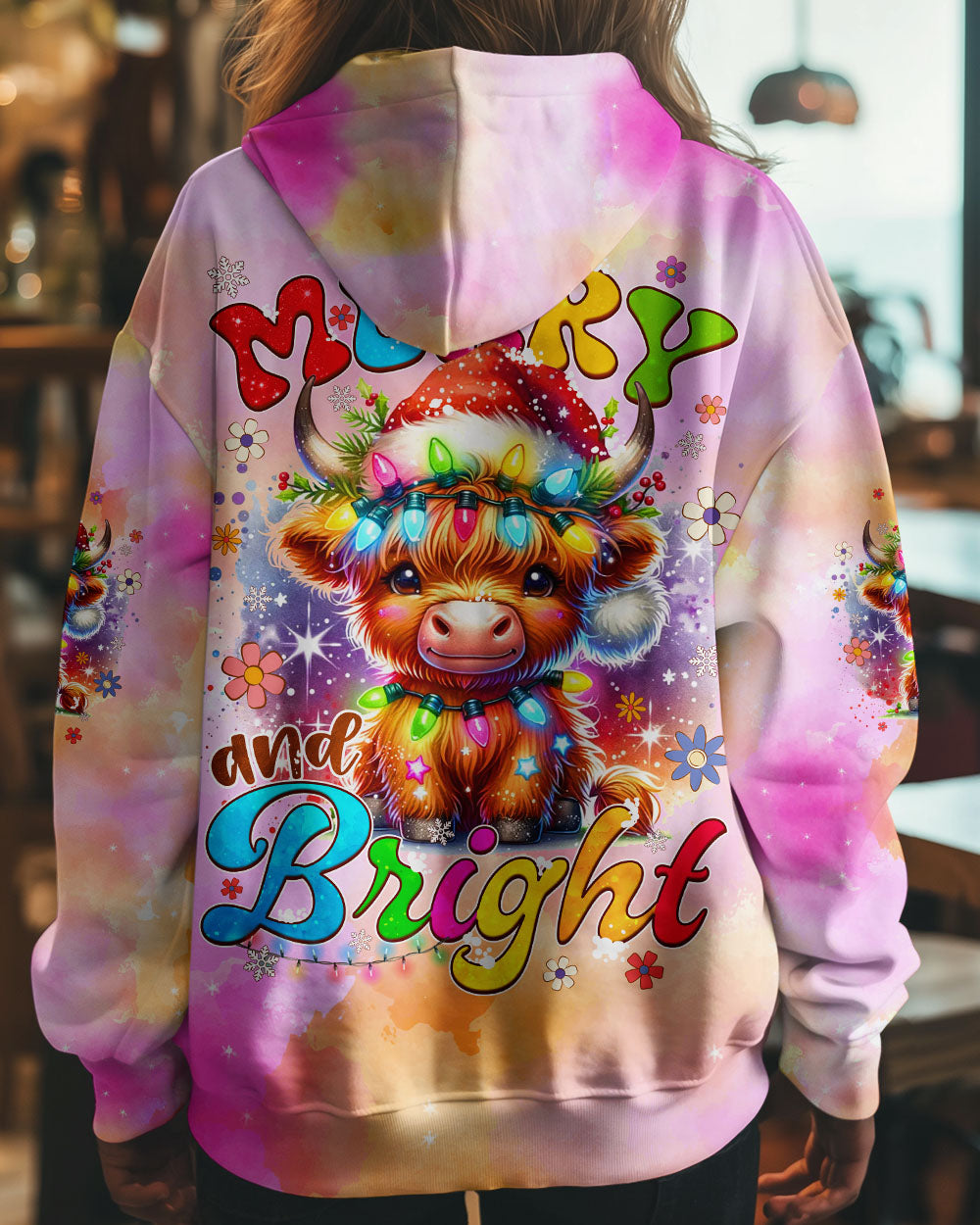MERRY AND BRIGHT CHRISTMAS COW ALL OVER PRINT - TYQY2910244