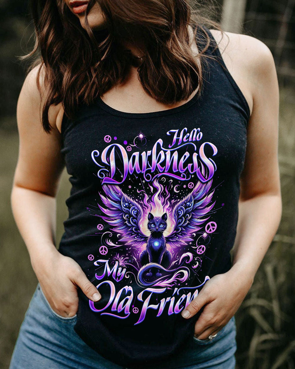 HELLO DARKNESS MY OLD FRIEND CAT ALL OVER PRINT - TYQY3005254