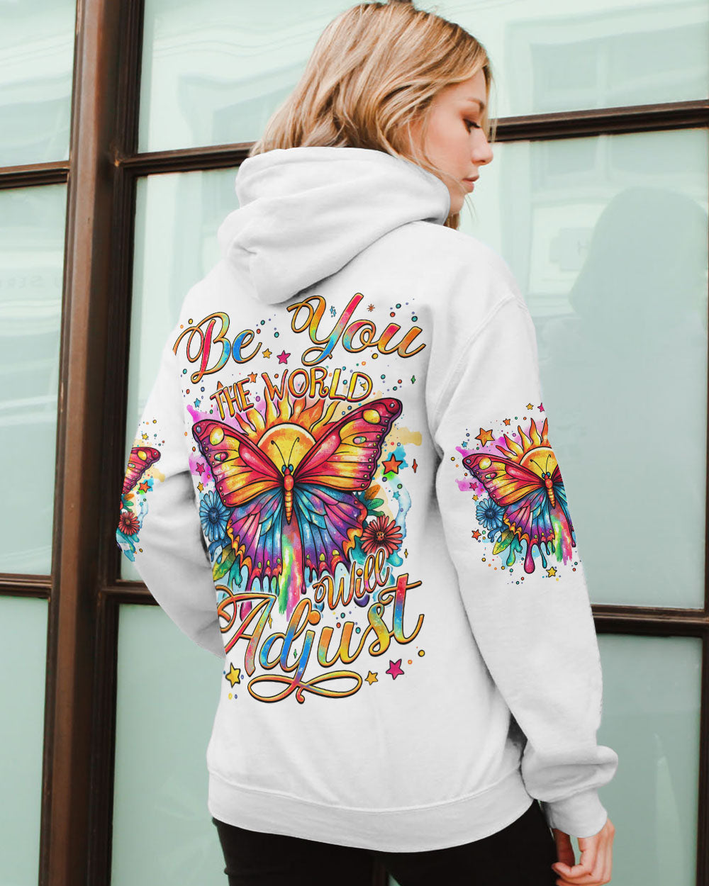 BE YOU THE WORLD WILL ADJUST BUTTERFLY ALL OVER PRINT - TYQY3008242