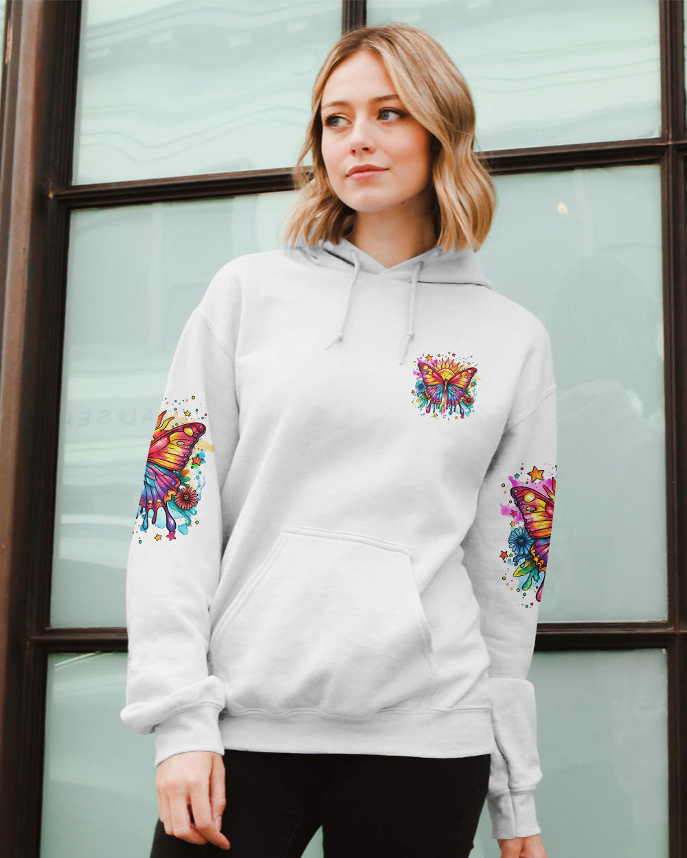 BE YOU THE WORLD WILL ADJUST BUTTERFLY ALL OVER PRINT - TYQY3008242