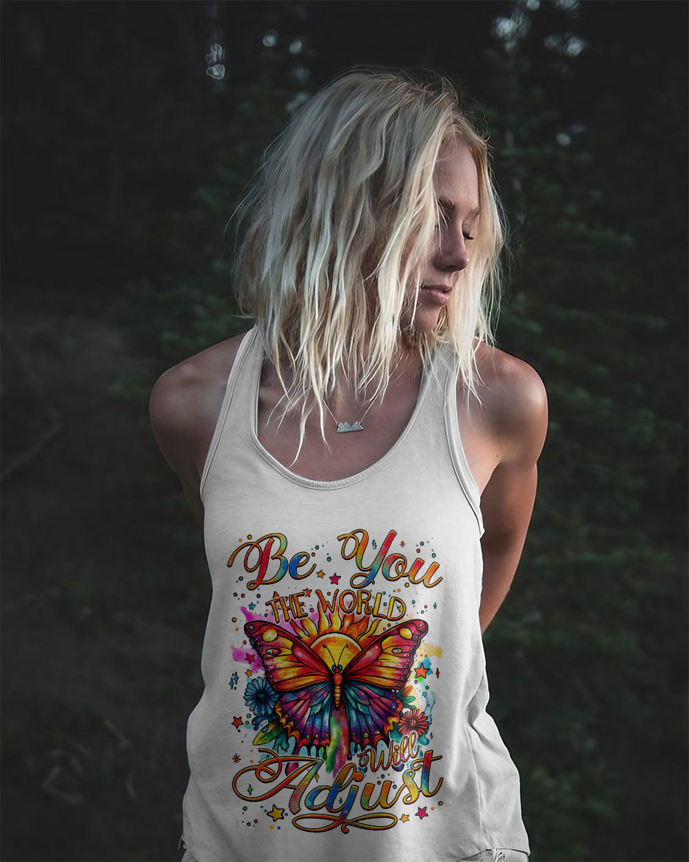 BE YOU THE WORLD WILL ADJUST BUTTERFLY ALL OVER PRINT - TYQY3008242