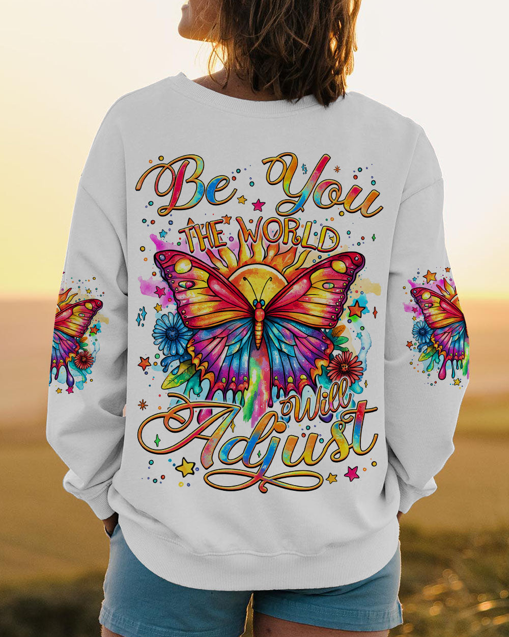 BE YOU THE WORLD WILL ADJUST BUTTERFLY ALL OVER PRINT - TYQY3008242