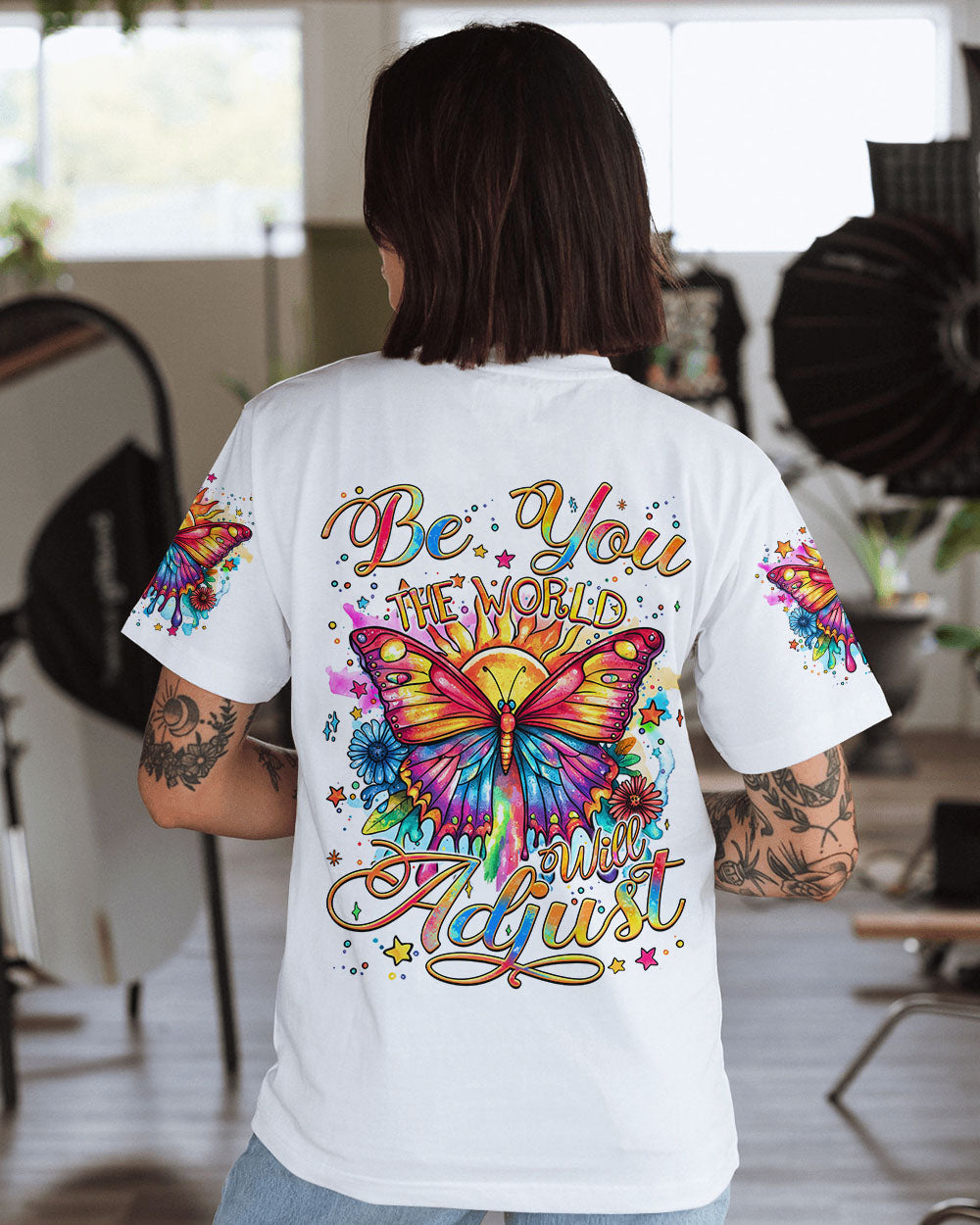 BE YOU THE WORLD WILL ADJUST BUTTERFLY ALL OVER PRINT - TYQY3008242