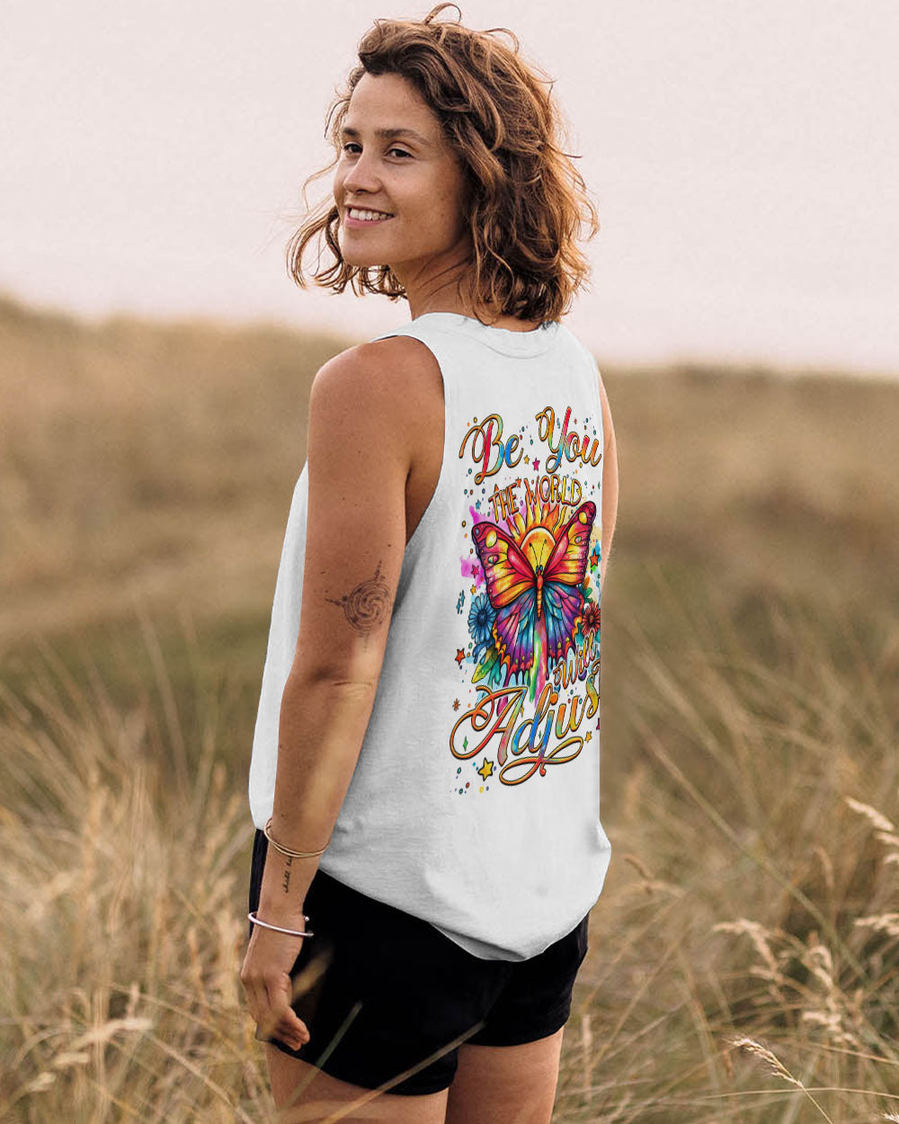 BE YOU THE WORLD WILL ADJUST BUTTERFLY ALL OVER PRINT - TYQY3008242