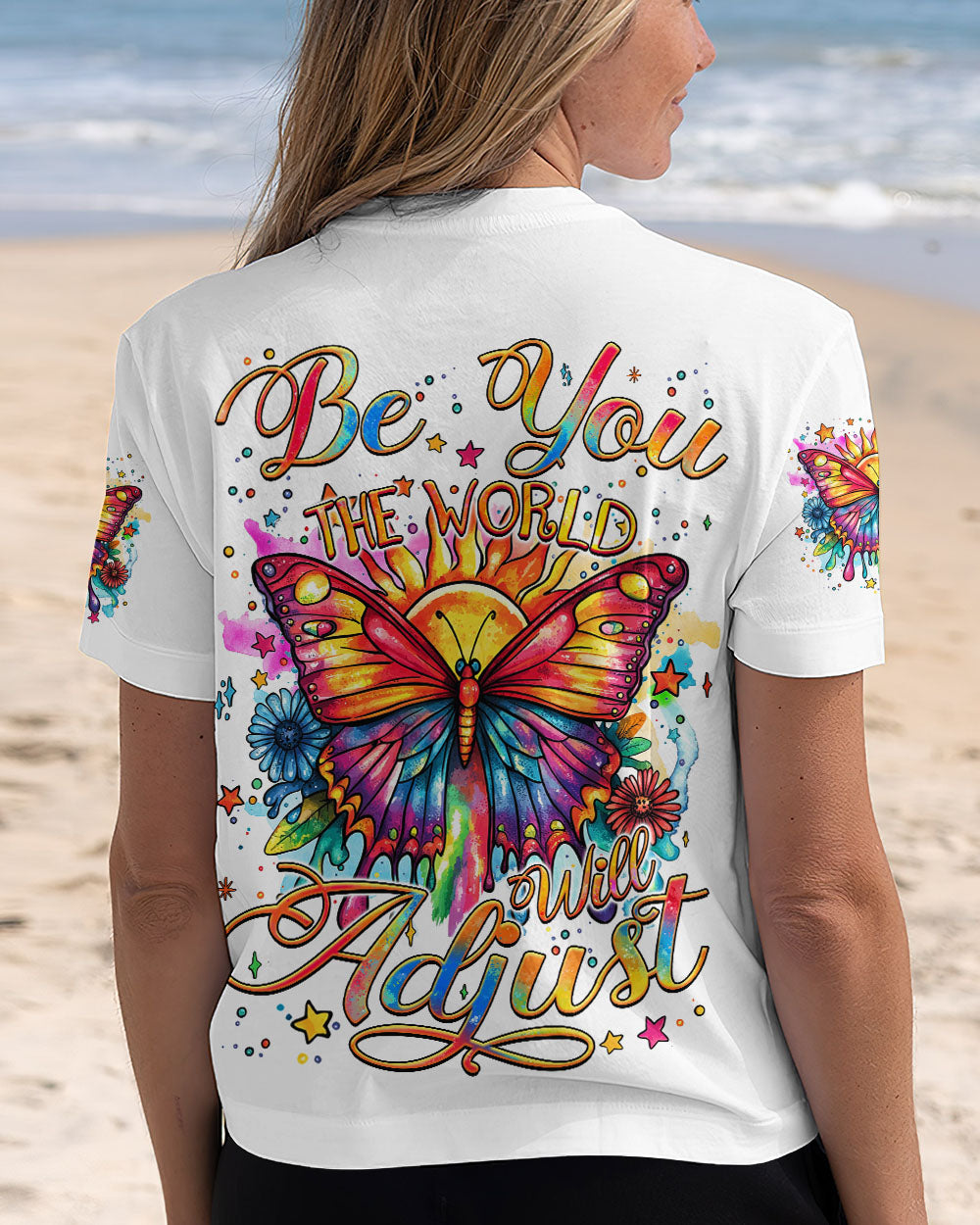 BE YOU THE WORLD WILL ADJUST BUTTERFLY ALL OVER PRINT - TYQY3008242
