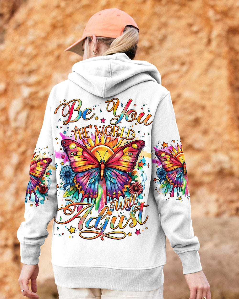 BE YOU THE WORLD WILL ADJUST BUTTERFLY ALL OVER PRINT - TYQY3008242