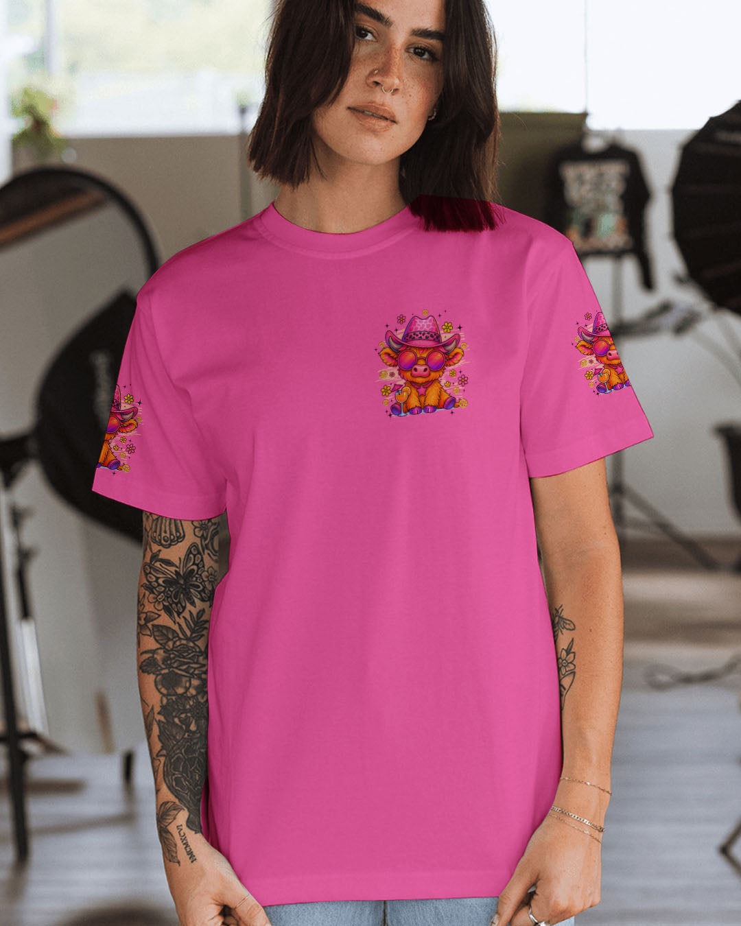 PRETTY IN PINK COW HIPPIE ALL OVER PRINT - TYQY3107253