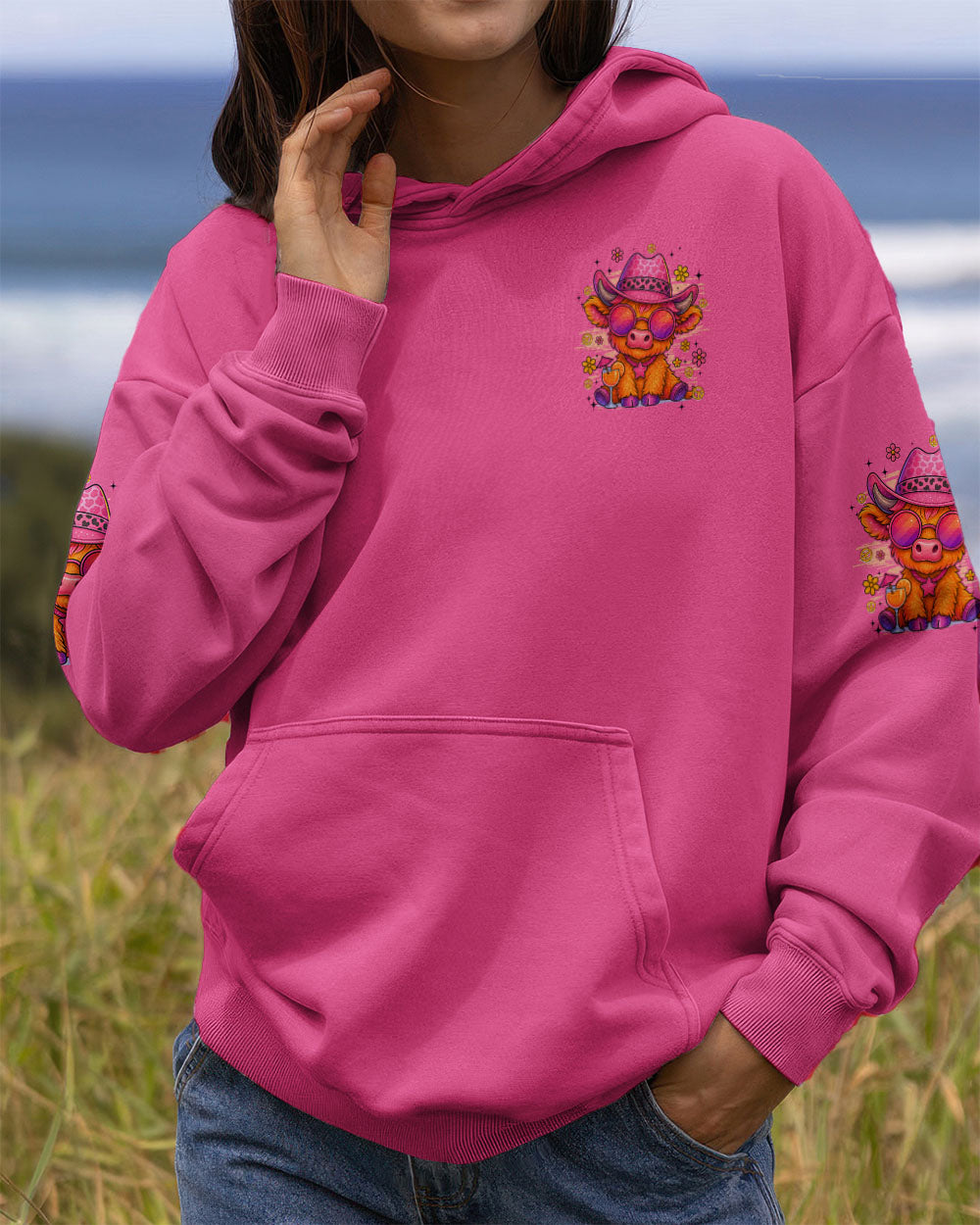 PRETTY IN PINK COW HIPPIE ALL OVER PRINT - TYQY3107253