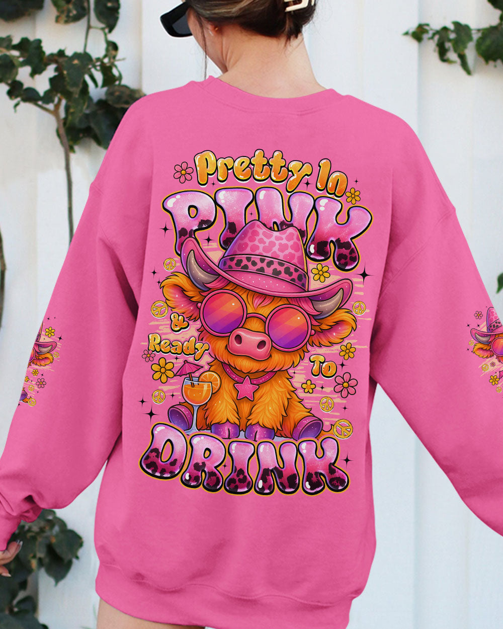 PRETTY IN PINK COW HIPPIE ALL OVER PRINT - TYQY3107253