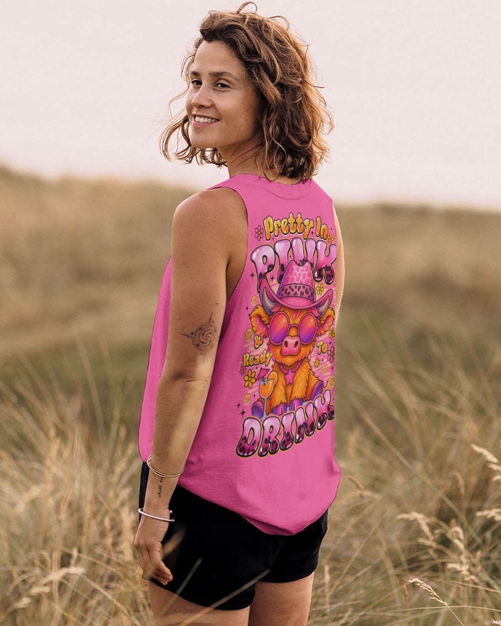 PRETTY IN PINK COW HIPPIE ALL OVER PRINT - TYQY3107253
