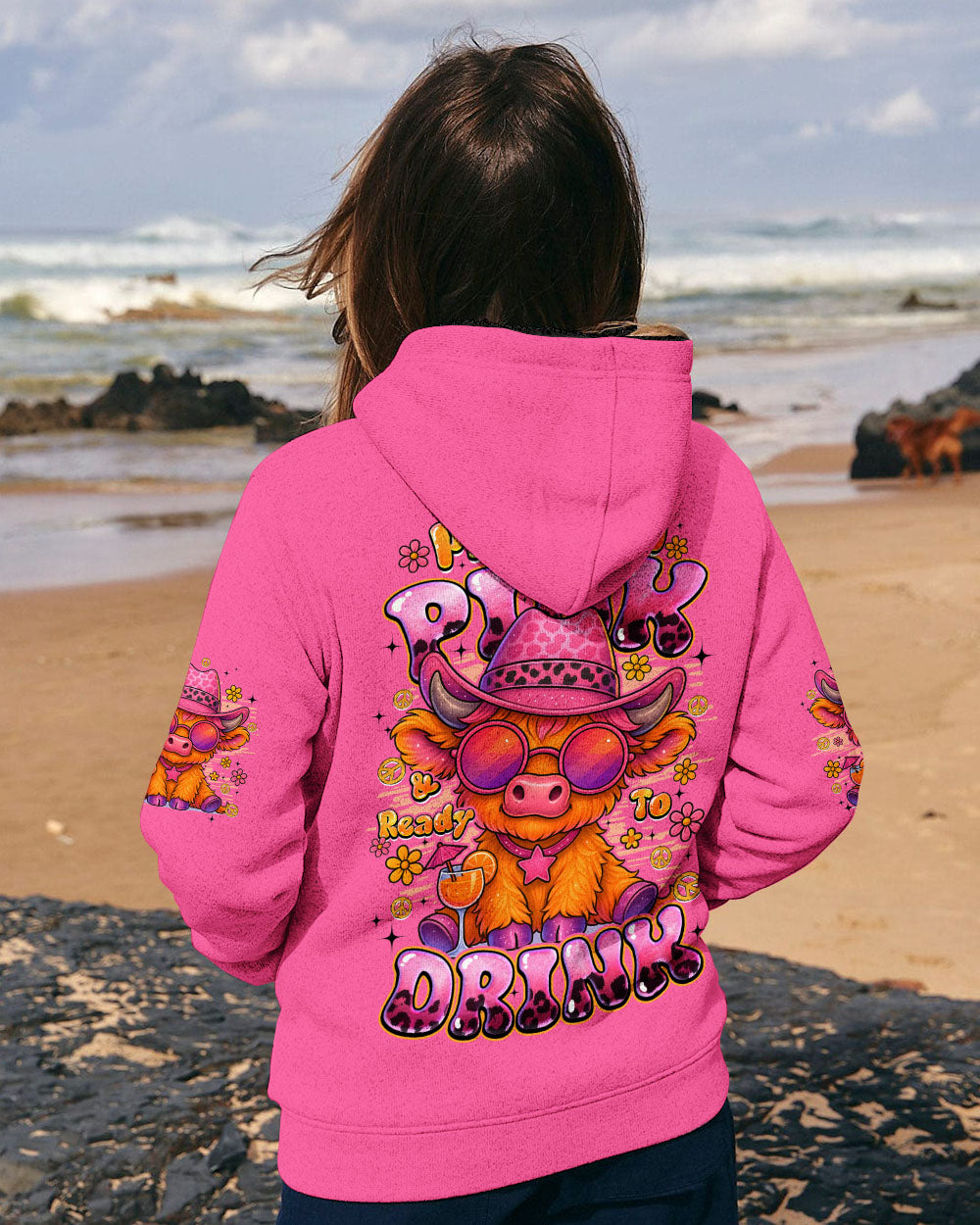 PRETTY IN PINK COW HIPPIE ALL OVER PRINT - TYQY3107253