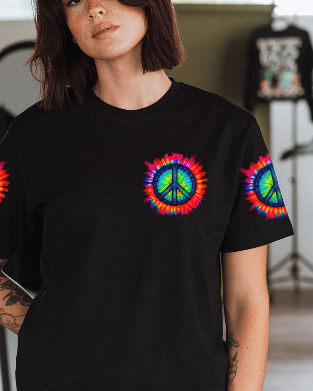 PEACE LOVE HIPPINESS TIE DYE ALL OVER PRINT - TYTD0206251