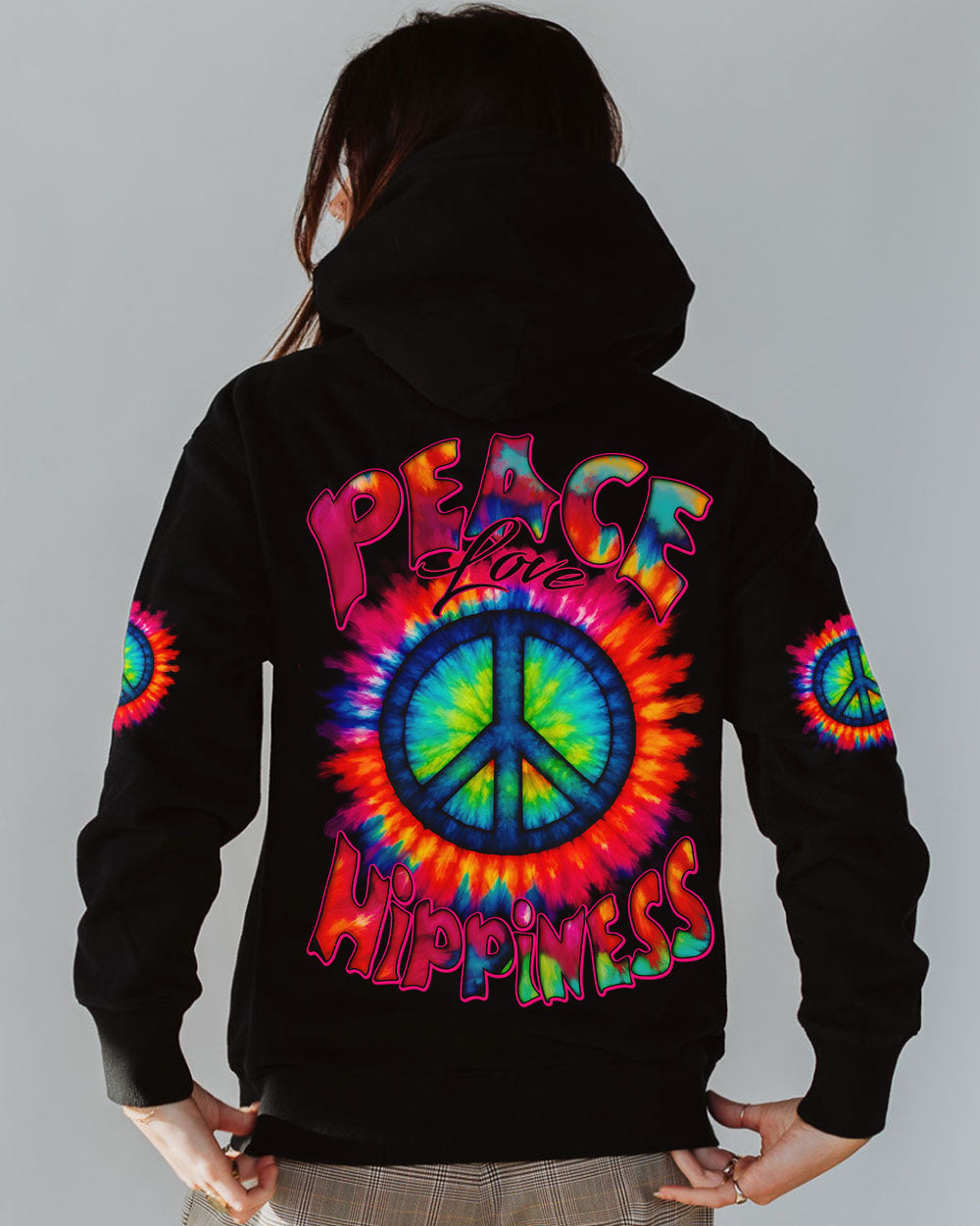 PEACE LOVE HIPPINESS TIE DYE ALL OVER PRINT - TYTD0206251