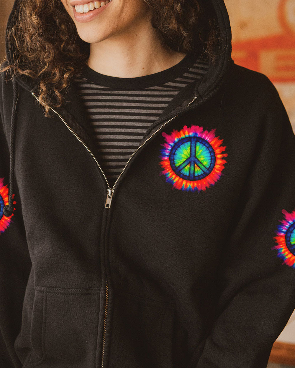 PEACE LOVE HIPPINESS TIE DYE ALL OVER PRINT - TYTD0206251