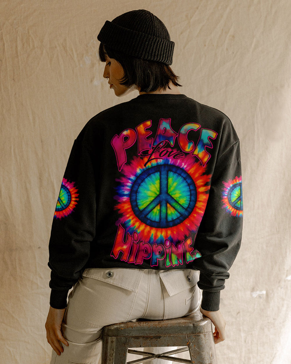 PEACE LOVE HIPPINESS TIE DYE ALL OVER PRINT - TYTD0206251