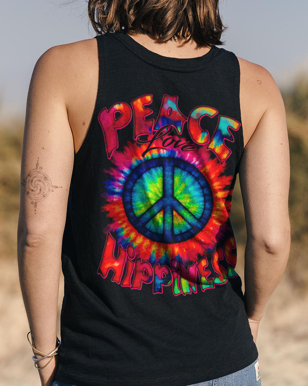 PEACE LOVE HIPPINESS TIE DYE ALL OVER PRINT - TYTD0206251