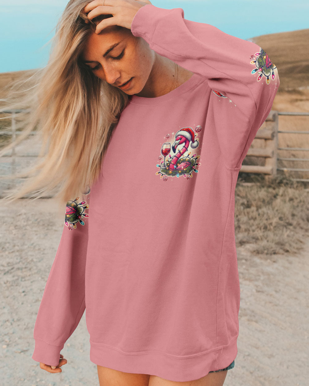 PRETTY IN PINK FLAMINGO CHRISTMAS ALL OVER PRINT - TYTD0210243