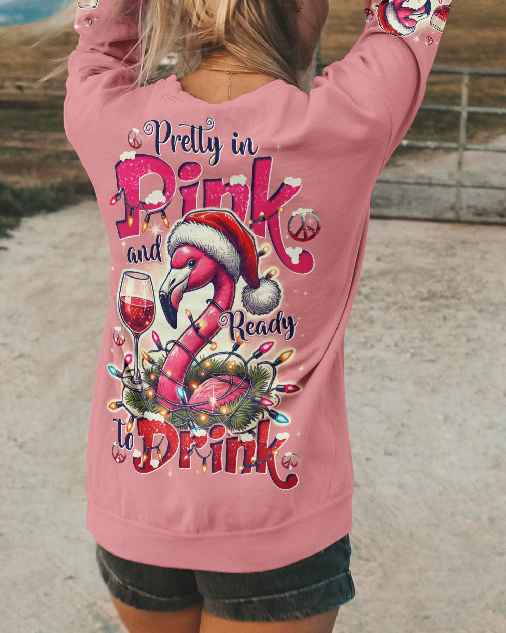PRETTY IN PINK FLAMINGO CHRISTMAS ALL OVER PRINT - TYTD0210243