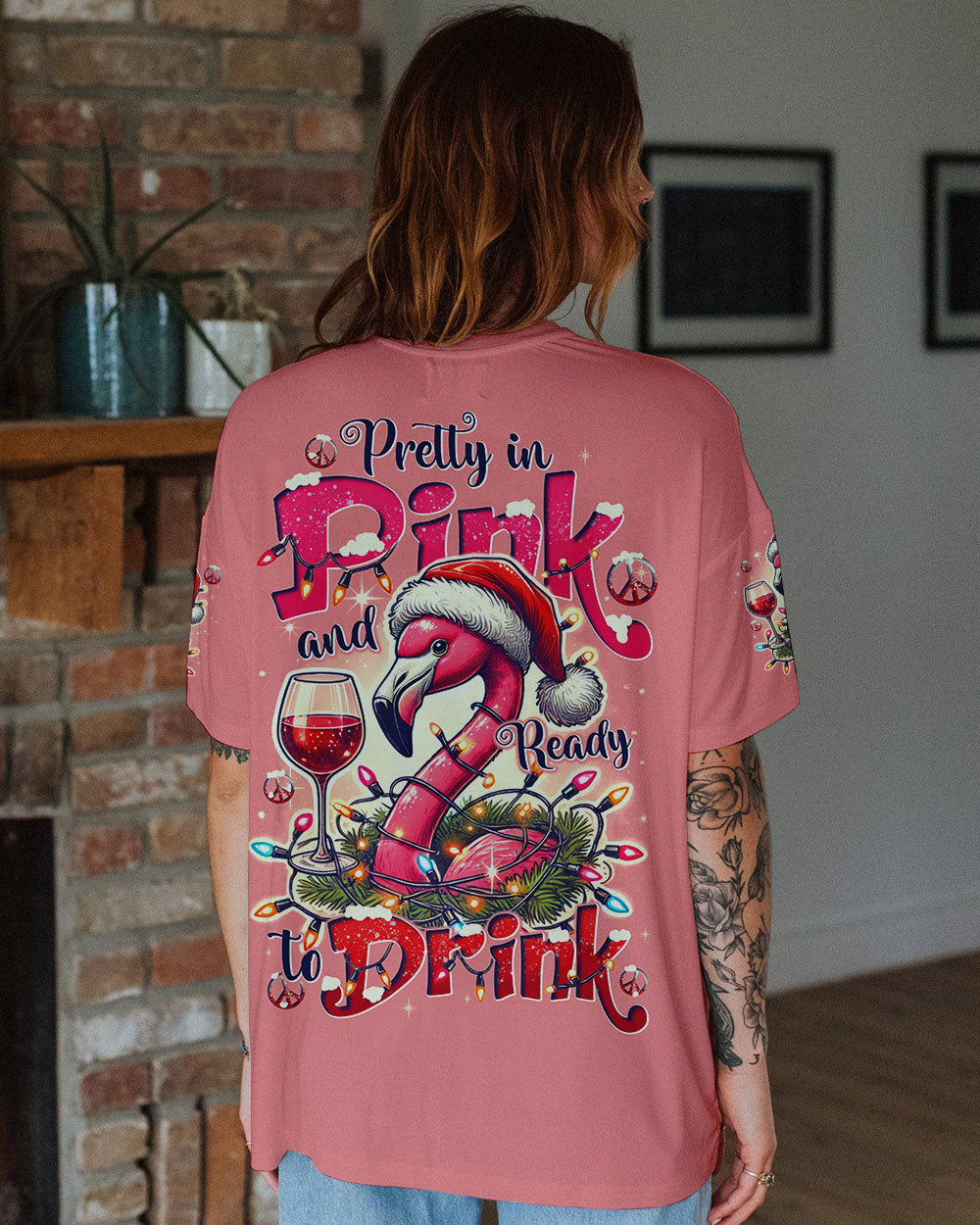 PRETTY IN PINK FLAMINGO CHRISTMAS ALL OVER PRINT - TYTD0210243