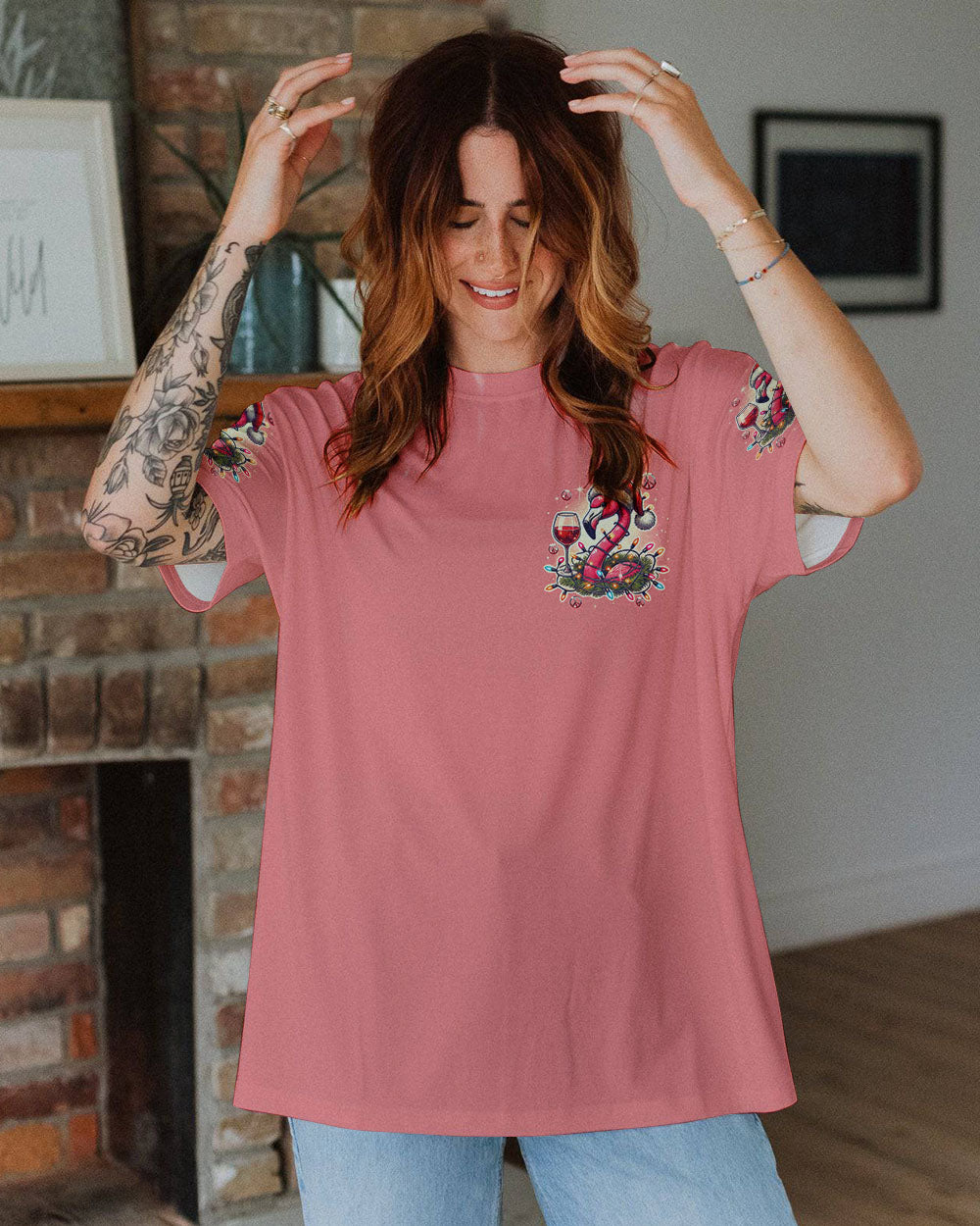 PRETTY IN PINK FLAMINGO CHRISTMAS ALL OVER PRINT - TYTD0210243
