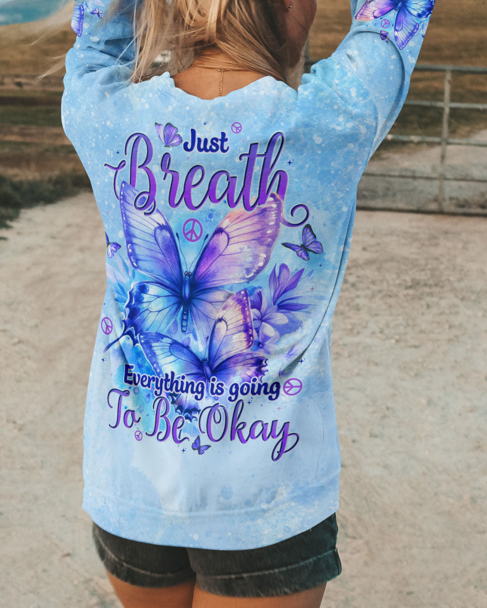 JUST BREATHE BUTTERFLIES ALL OVER PRINT - TYTD0302251
