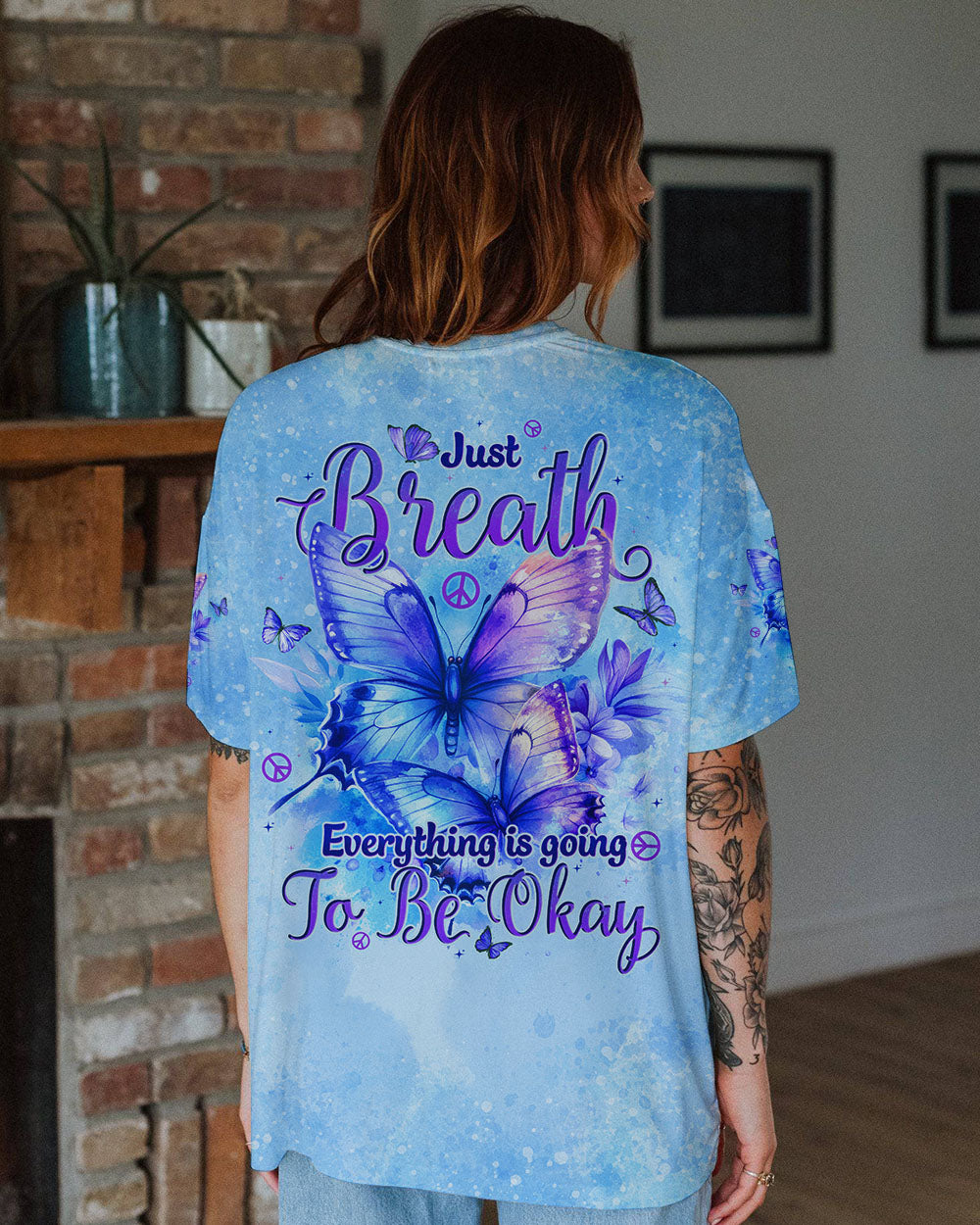 JUST BREATHE BUTTERFLIES ALL OVER PRINT - TYTD0302251