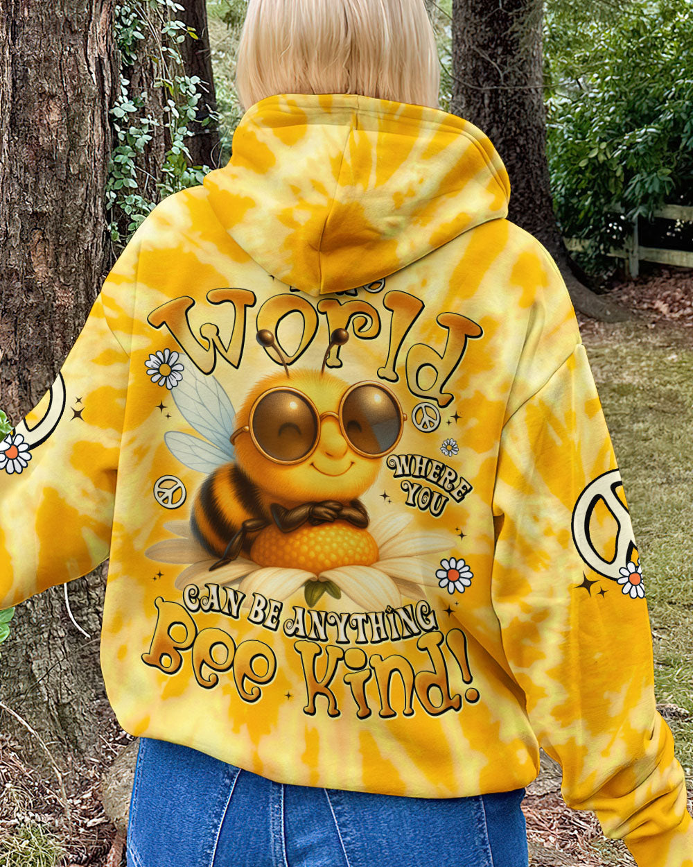 IN A WORLD WHERE YOU CAN BE ANYTHING BEE KIND TIE DYE ALL OVER PRINT - TYTD0306251
