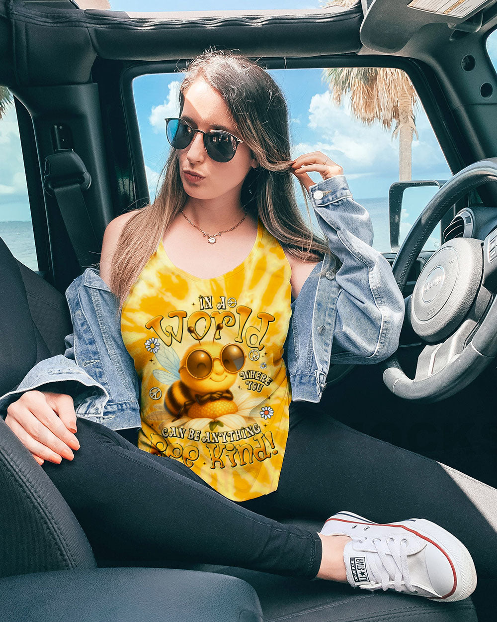 IN A WORLD WHERE YOU CAN BE ANYTHING BEE KIND TIE DYE ALL OVER PRINT - TYTD0306251
