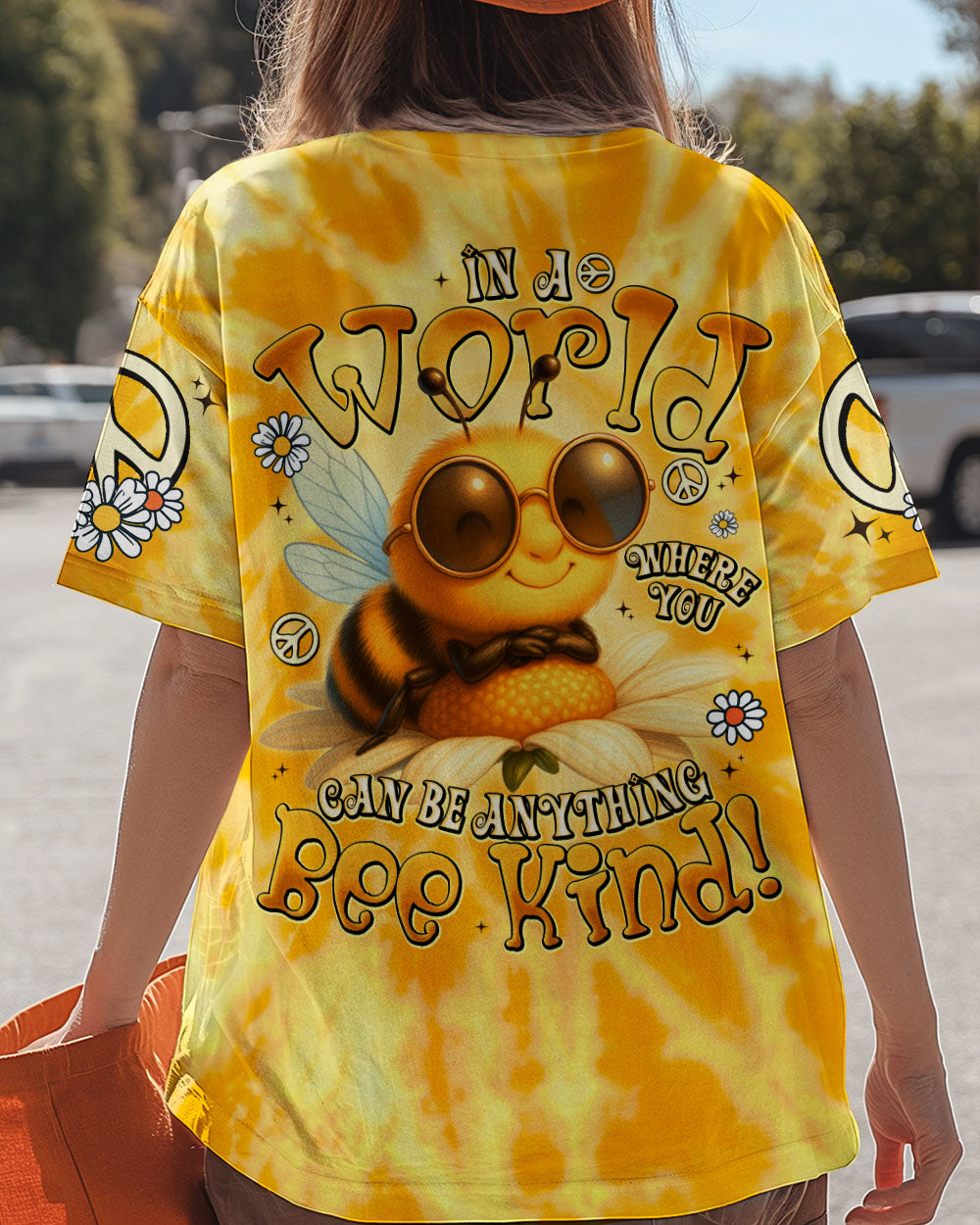 IN A WORLD WHERE YOU CAN BE ANYTHING BEE KIND TIE DYE ALL OVER PRINT - TYTD0306251