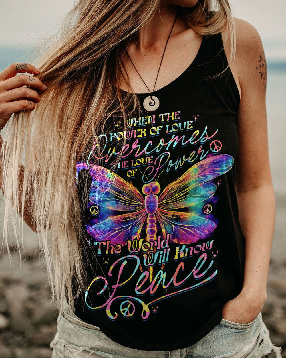 THE WORLD WILL KNOW PEACE DRAGONFLY ALL OVER PRINT - TYTD0307231
