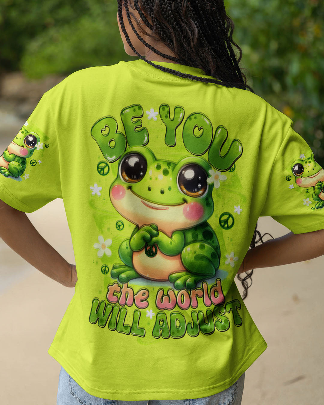 BE YOU THE WORLD WILL ADJUST FROG ALL OVER PRINT - TYTD0409253