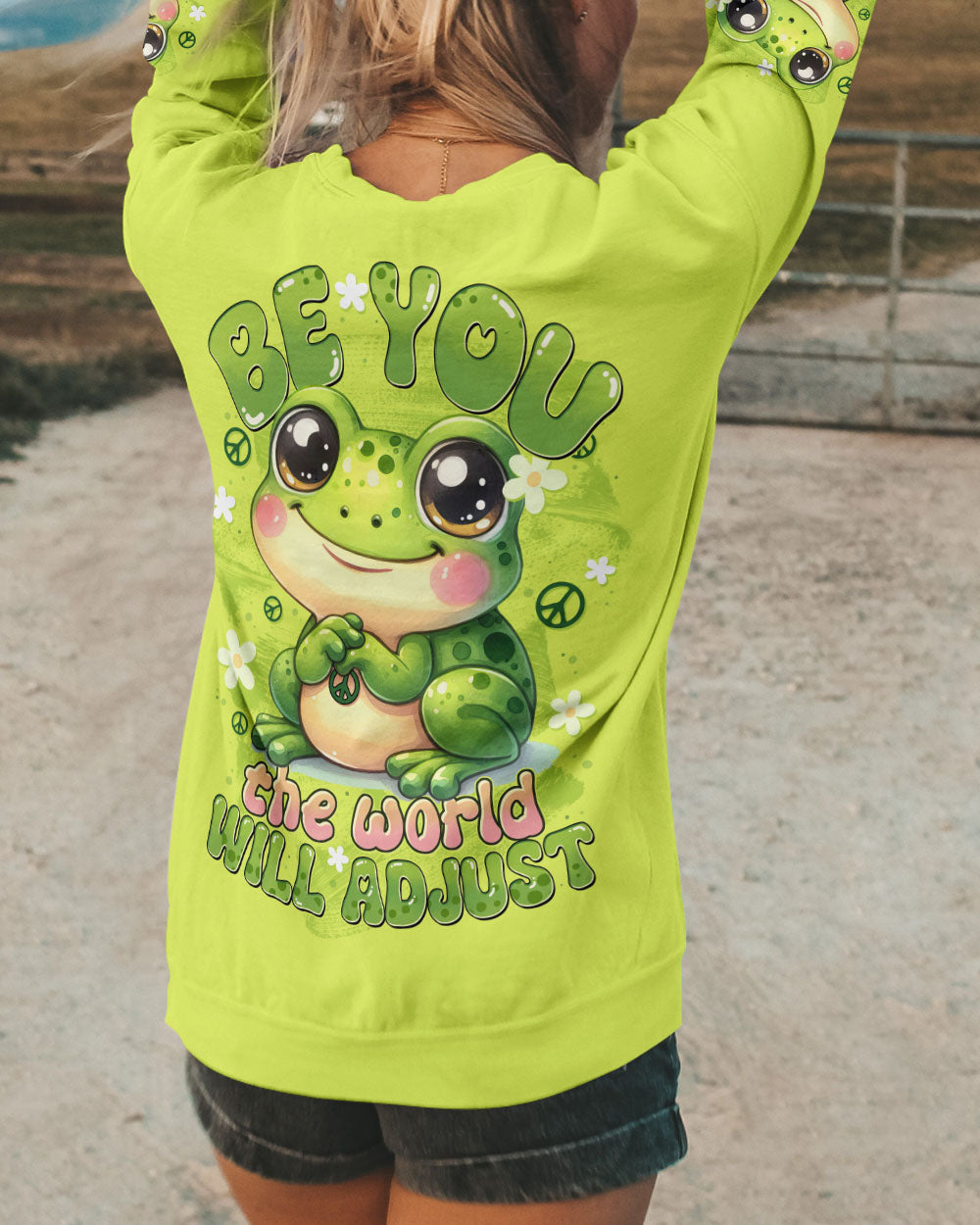 BE YOU THE WORLD WILL ADJUST FROG ALL OVER PRINT - TYTD0409253