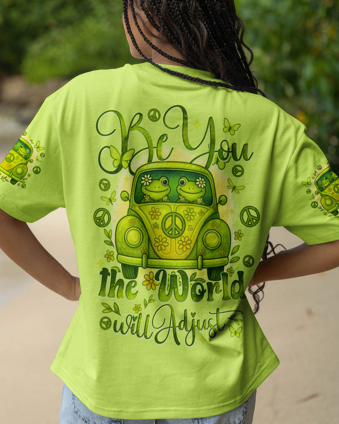 BE YOU THE WORLD WILL ADJUST FROG ALL OVER PRINT - TYTD04253