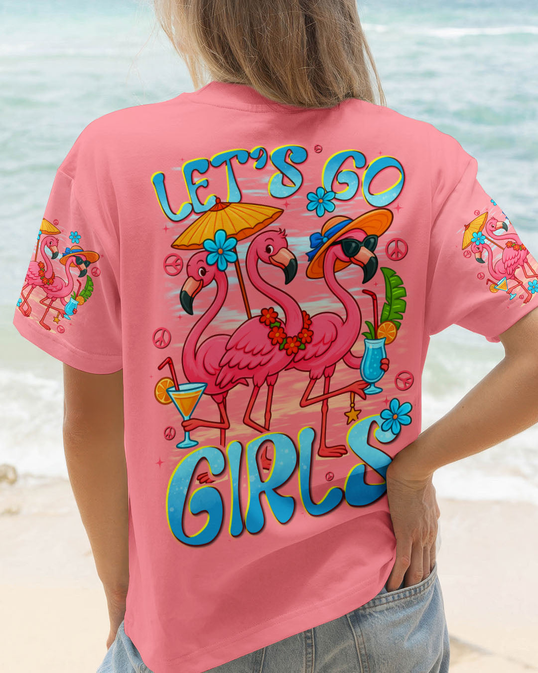 LET'S GO GIRLS FLAMINGO ALL OVER PRINT - TYTD0505251