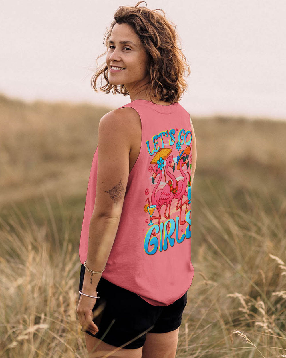 LET'S GO GIRLS FLAMINGO ALL OVER PRINT - TYTD0505251