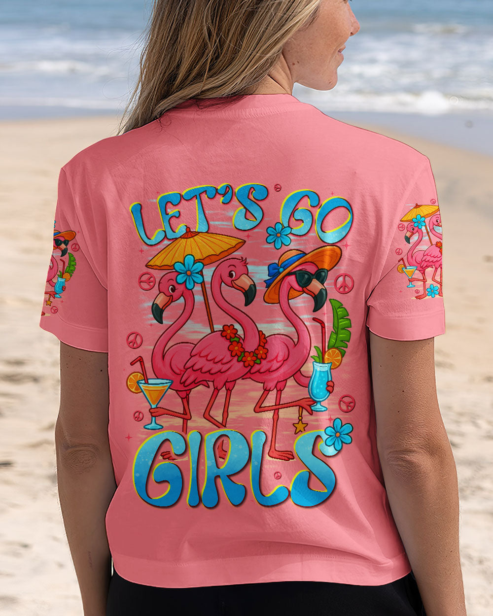 LET'S GO GIRLS FLAMINGO ALL OVER PRINT - TYTD0505251