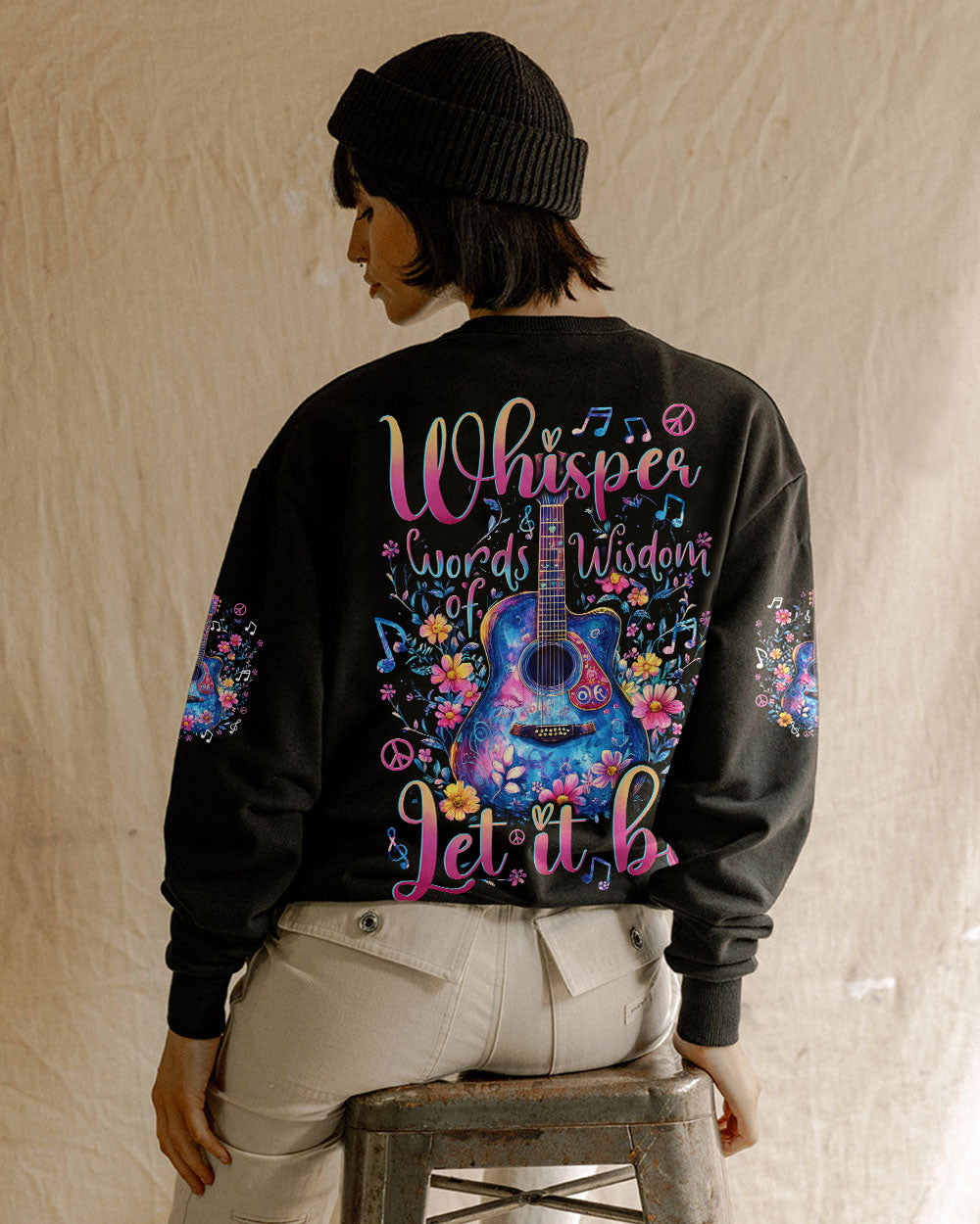 WHISPER WORDS OF WISDOM LET IT BE GUITAR FLOWERS ALL OVER PRINT - TYTD0612242